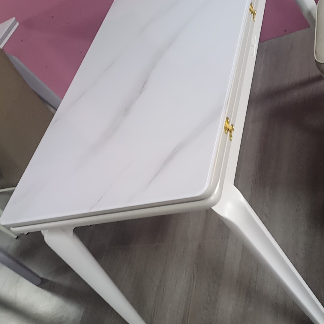 钢化玻璃面1.2*60折叠歺桌打开后1.2*1.2米