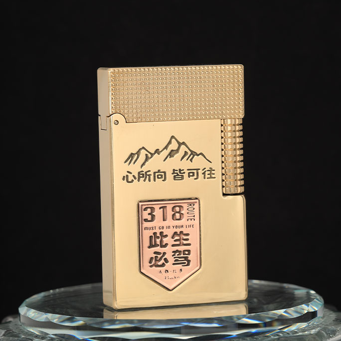 好运达318必驾黄铜钢音朗声煤油打火机侧滑高端巴黎钉男士送礼物