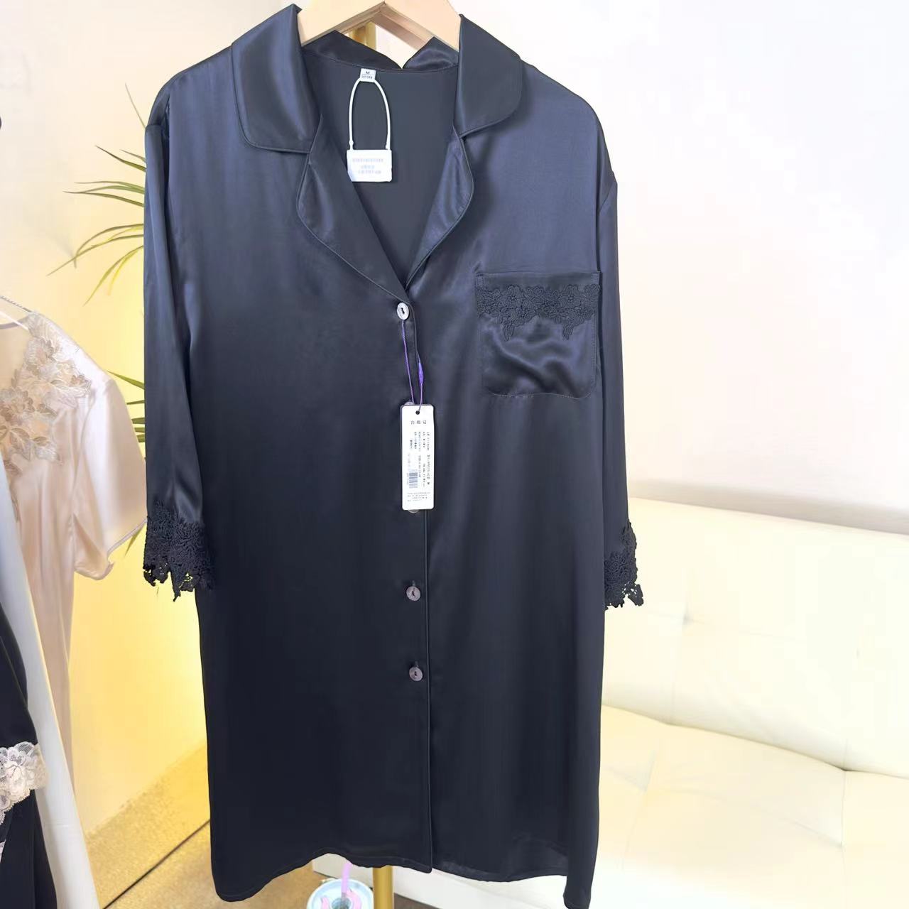 【桑蚕丝源头工厂】2025透气时尚宽松高级100%桑蚕丝衬衫裙S2178