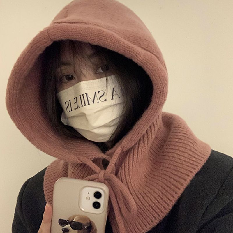网红ins冬季羊毛混纺毛线帽百搭巴拉克拉法帽防寒围脖帽子一体帽