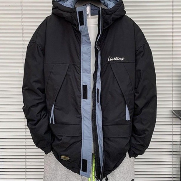秋冬情侣冬季连帽工装棉服男宽松棉衣2023新款百搭加厚棉袄保暖冲