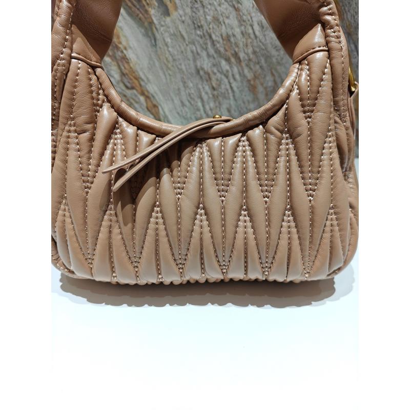 HIRMRIS手工真皮包MX221 缪褶皱手提杏色