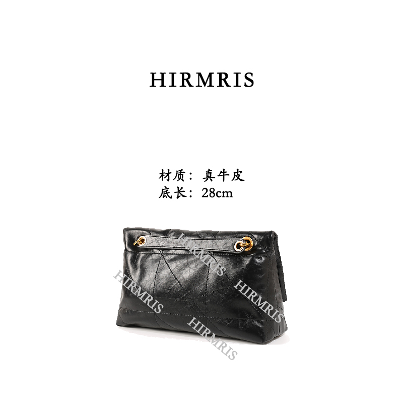 HIRMRIS手工真皮包金扣YZ7-2 折叠阳黑色
