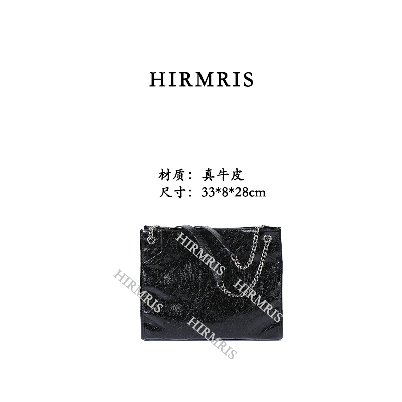 HIRMRIS手工真皮包YD362  大爆裂黑阳