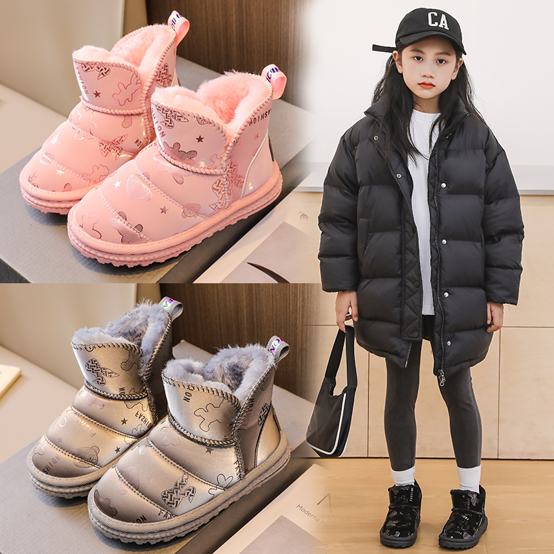 女童防滑短靴加厚棉鞋雪地靴棉靴