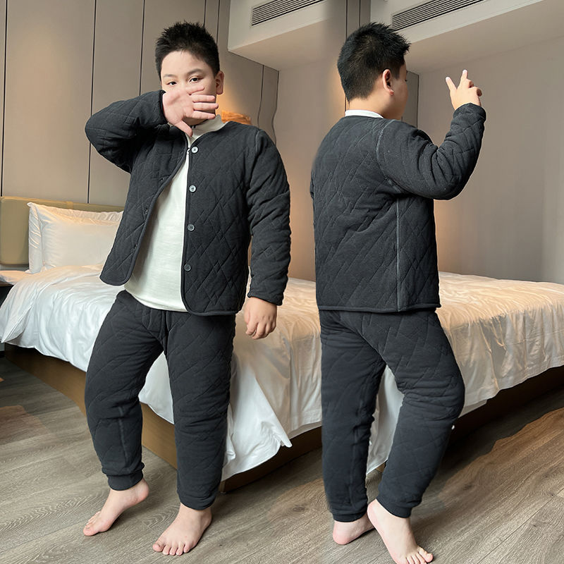 2023年校服神器内搭套装男大童棉服棉裤内胆两件套宽松加肥加大潮