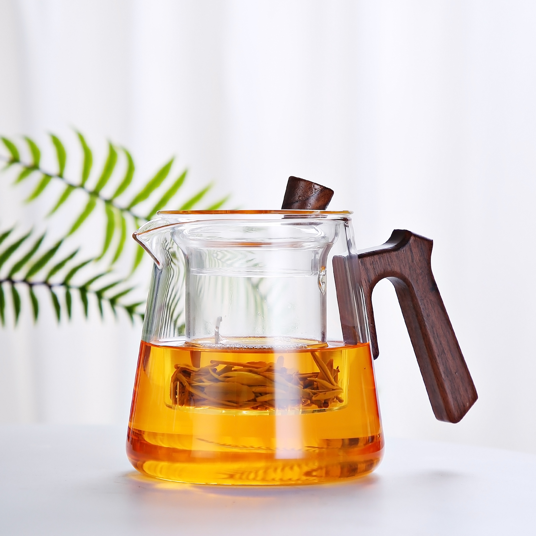 高硼硅玻璃泡茶壶木把茶水分离过滤红茶花茶壶电陶炉煮茶壶小茶具