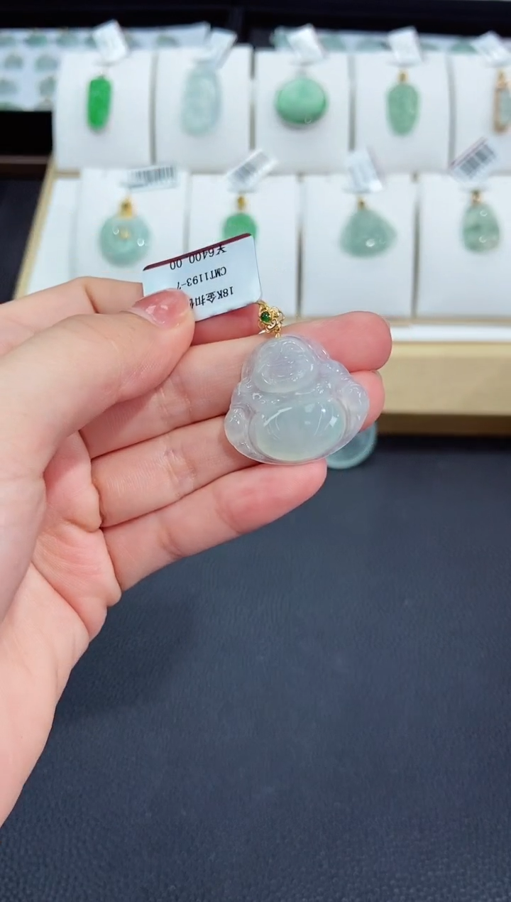 【闪购商品】翡翠挂件18K金镶嵌18K金扣佛公多人@@CMT1193-7