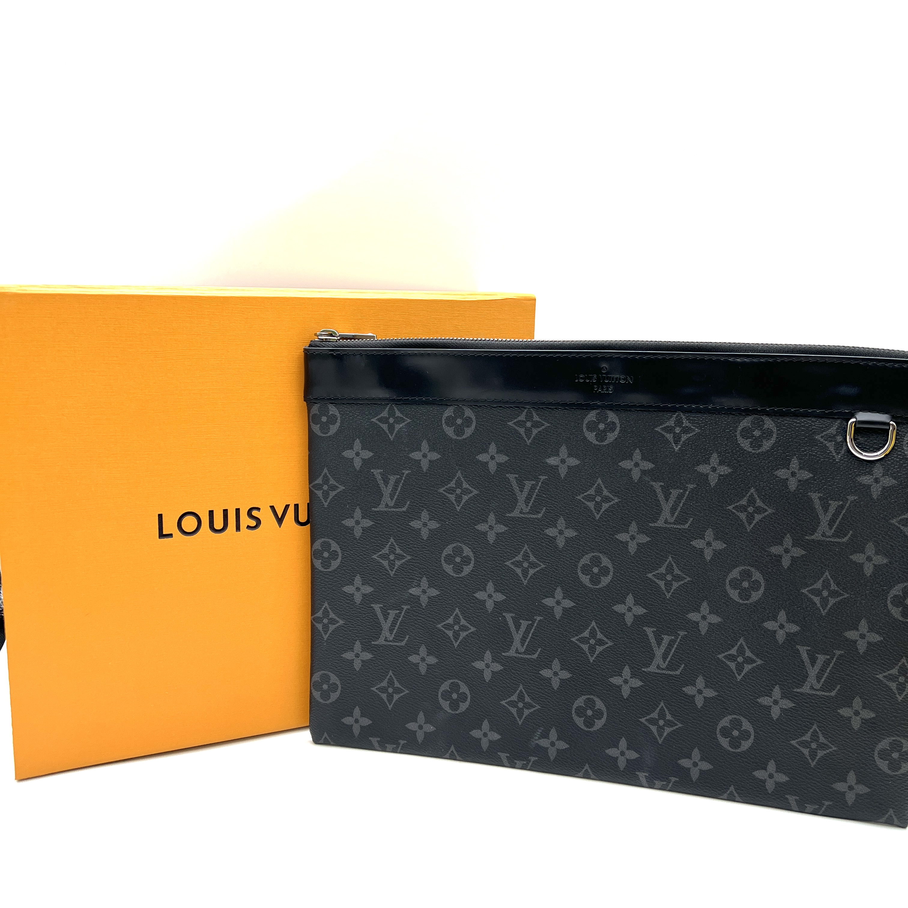 95新 LouisVuitton/路易威登 Lv黑老花手拿包 /L2/赠钥匙扣
