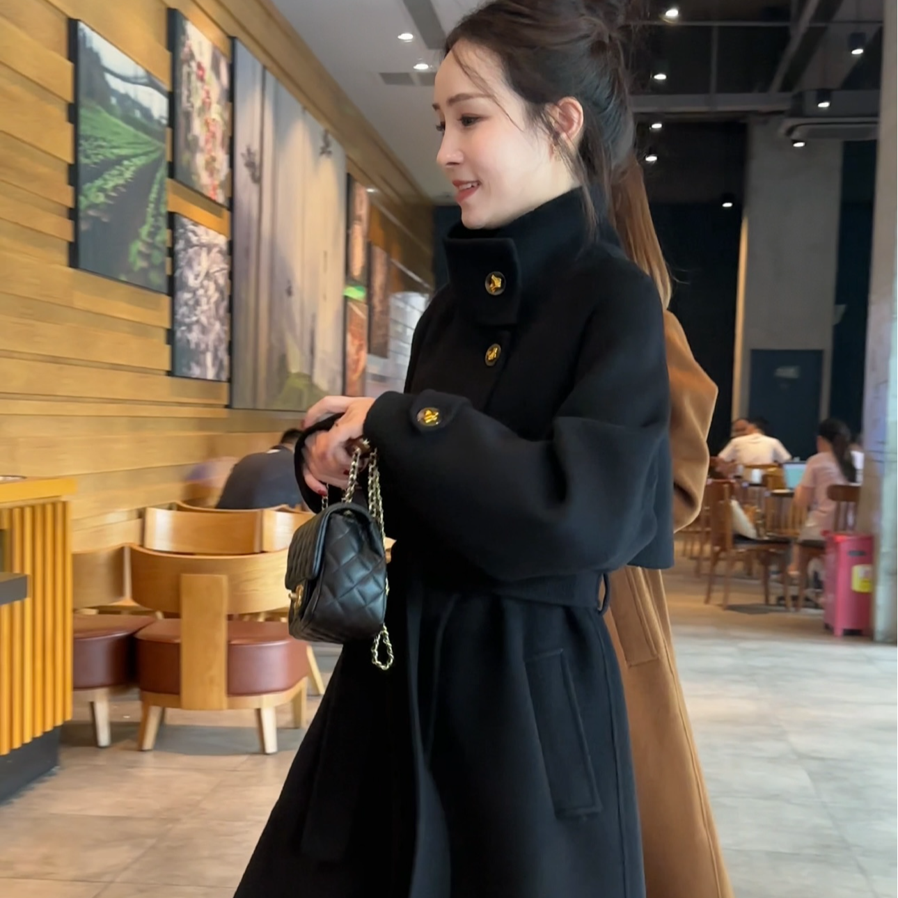 【SD】100%初秋双面羊毛大衣气质经典时尚立领双面呢大衣外套