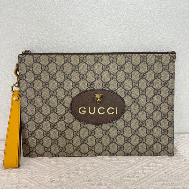 99新 GUCCI/古驰 98新4376/4293男士时尚休闲虎头手拿包
