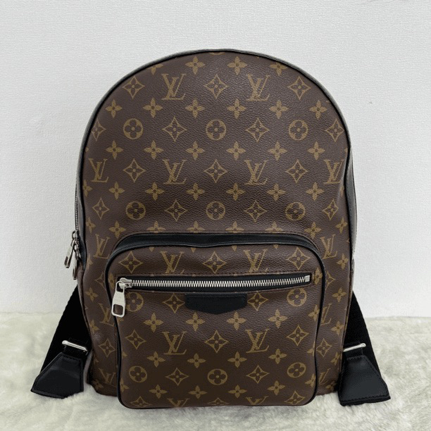 99新 LouisVuitton/路易威登 2779/棕老花拼皮双肩包/98新