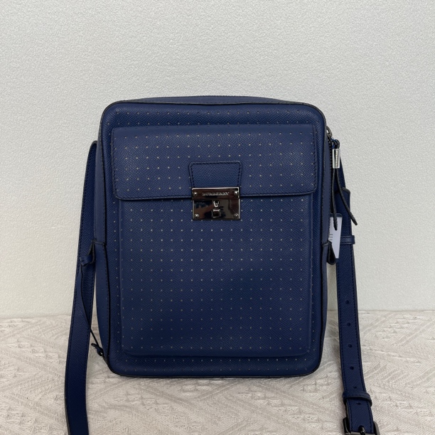 95新 BURBERRY/博柏利 3700/男士时尚蓝色全皮单肩包