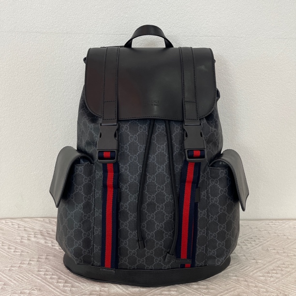 99新 GUCCI/古驰 5621/7969男士时尚经典黑老花双肩包5508