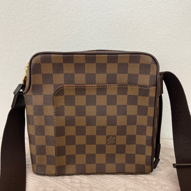 95新 LouisVuitton/路易威登 2882/棕棋盘格小号单肩包