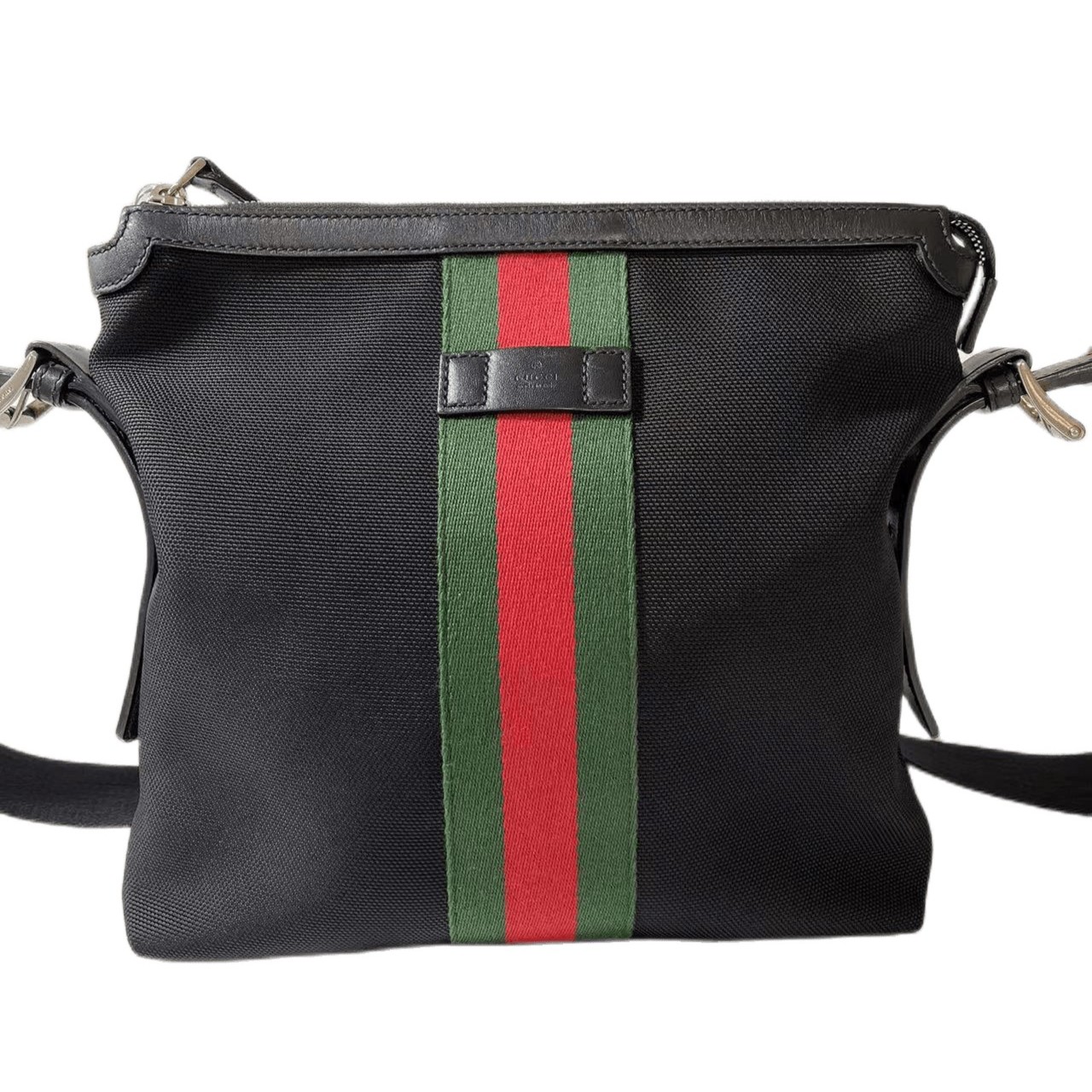 95新 GUCCI/古驰 5552/男士经典红绿织带单肩斜挎包