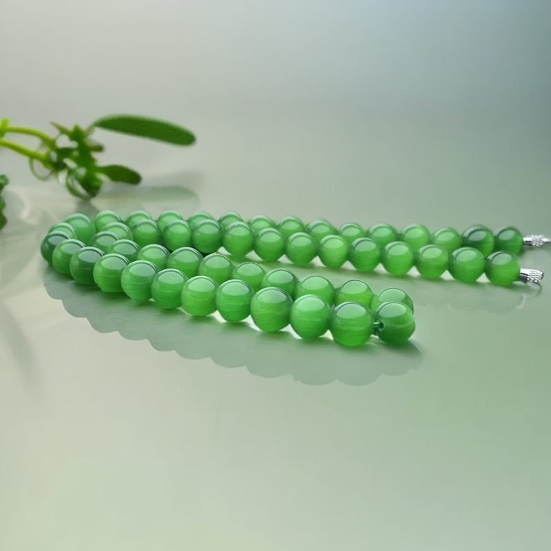 326号精品高货猫眼菠菜绿项链10mm多样性发一件