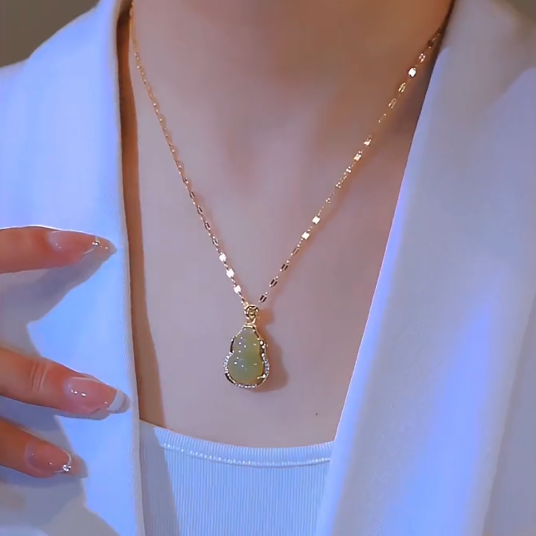 钛钢项链 秋上新爆款小葫芦项链轻奢时尚毛衣链配饰高级感女百搭