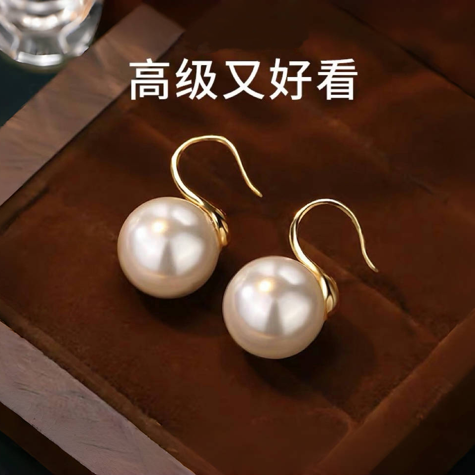 铜合金耳饰 高跟鞋珠珠耳钉轻奢气质耳环小众高级感耳饰2024爆款