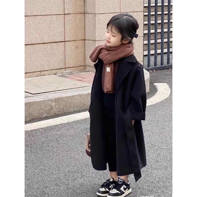 2023年秋冬款新款女童外套中长款大衣加厚百搭新年大衣潮休闲儿童