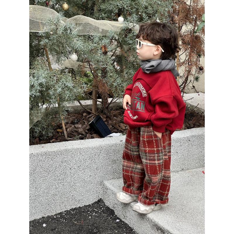 儿童新款秋冬加绒休闲套装小童圣诞套装男女宝拜年服时尚洋气男童