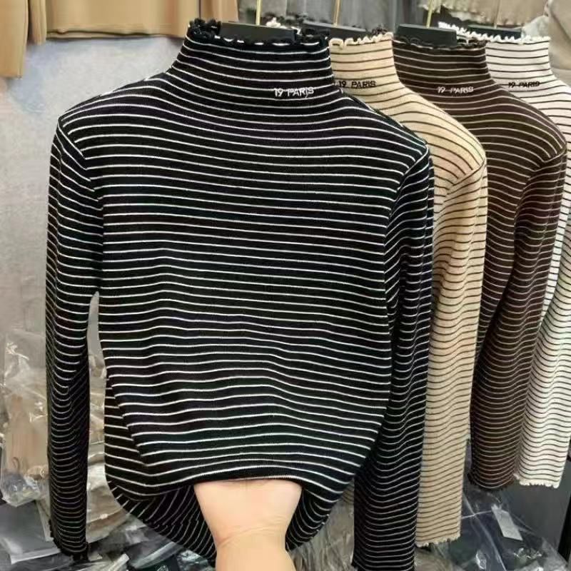 两件女童百搭修身打底衫长袖秋冬宝宝内搭加绒保暖半高领中大显瘦