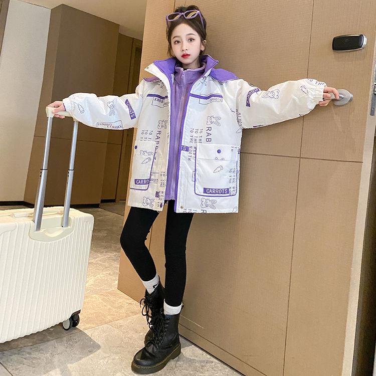 女童外套三合一冲锋衣2023新款春秋装冬季韩版中大童儿童洋气时尚