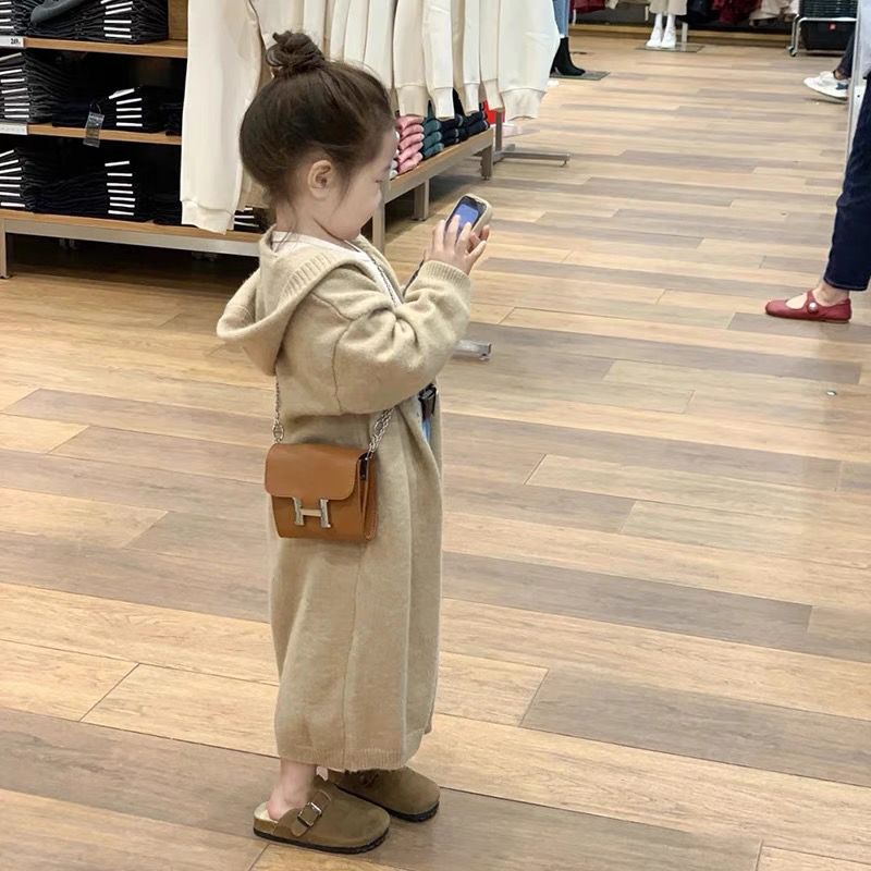 女童外套2023春秋洋气外穿中大童宽松针织儿童韩版加长开衫时尚潮