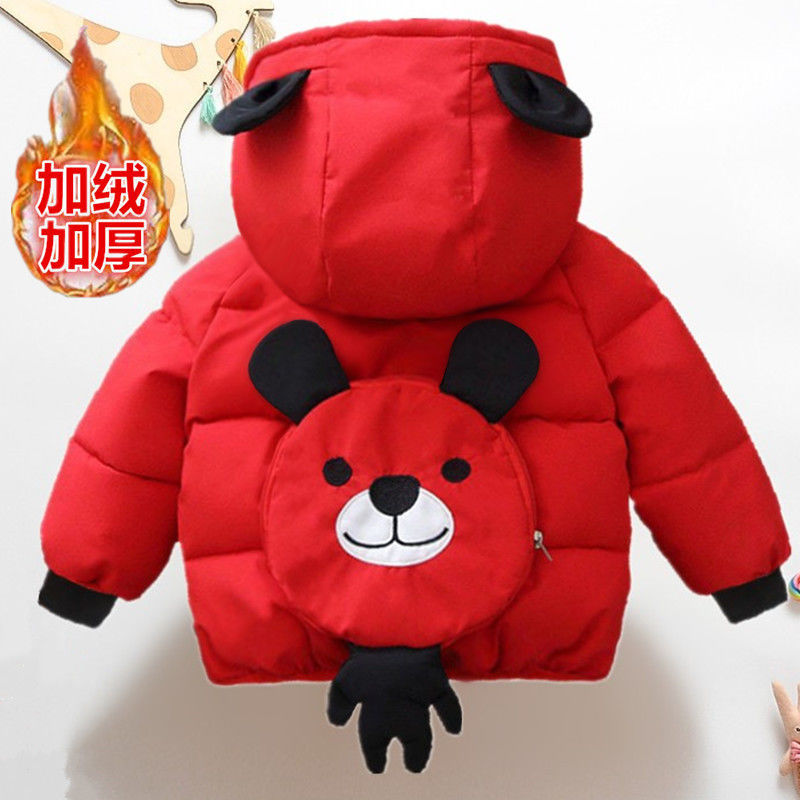 男童棉服外套冬款2023新款加绒加厚宝宝棉袄卡通超厚儿童棉衣婴儿