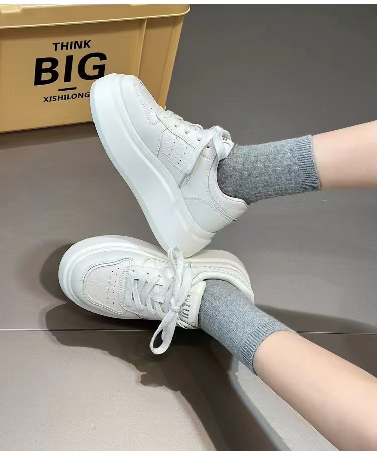 888-1女士真皮加绒厚底板鞋2024新款四季百搭低帮安哥拉红小白鞋