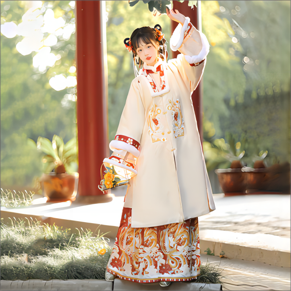 【鸾凤和鸣】合领重工拜年服长衫马面裙汉元素日常秋冬款对襟加厚