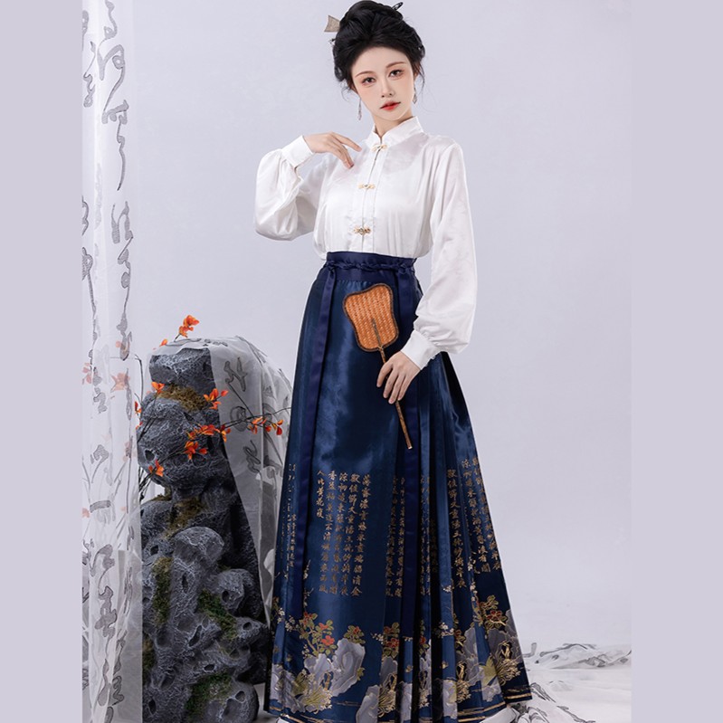 千字文【醉花阴】马面裙汉服新国风穿搭高个子大码胖MM织金四季款