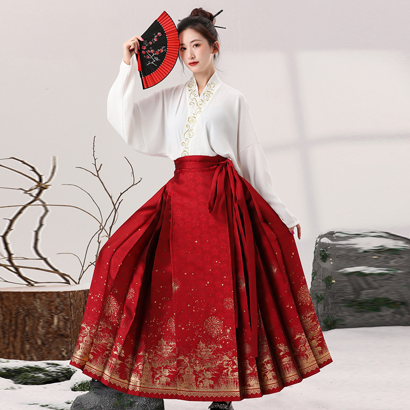 【夜长安】新年织金马面裙中国风民族风汉服传统日常复古明制四季款