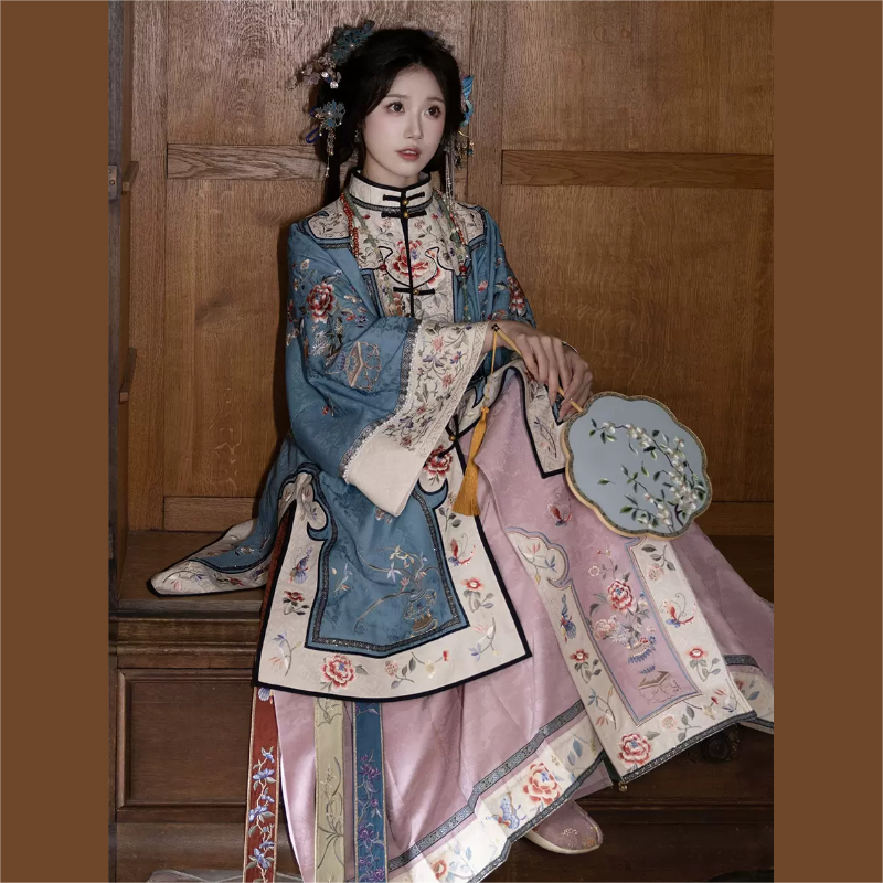 【锦绣】清汉女重工复原刺绣花对襟刺绣马面汉服日常春夏秋新款套装