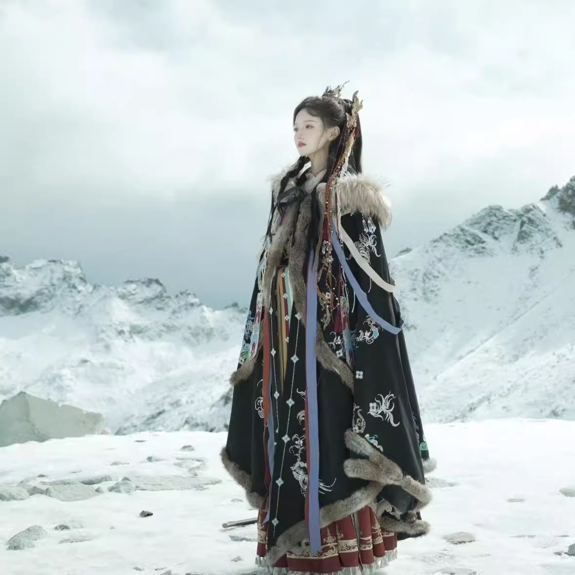 【小神仙】神仙服重工刺绣神春汉服女国风大袖玉锦堂斗篷加绒秋冬款