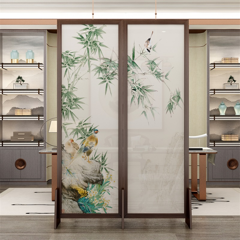 实木屏风隔断折叠移动遮挡入户玄关客厅双面新中式简易家用酒店