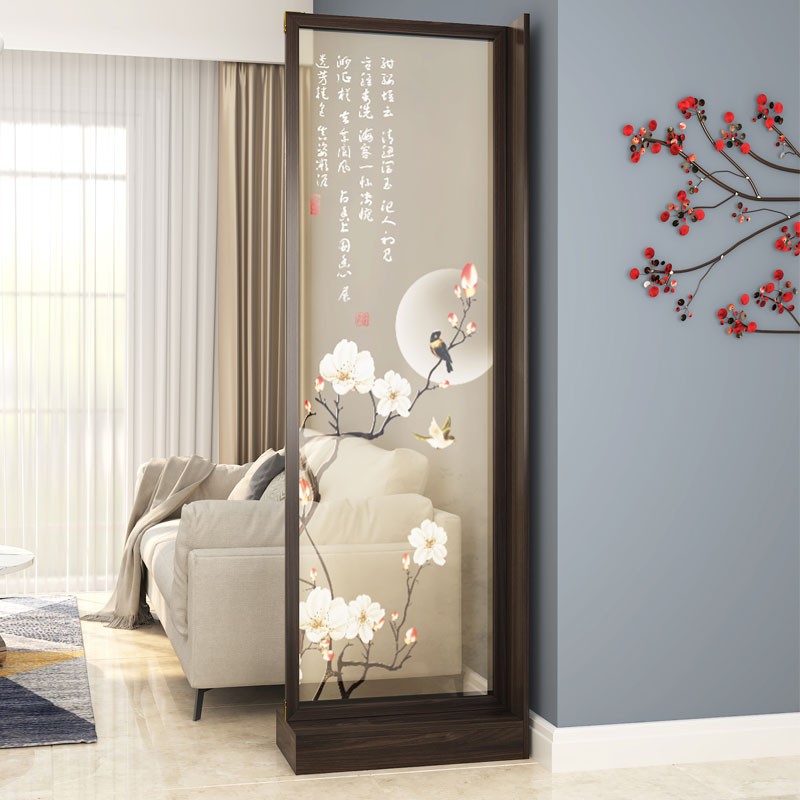 屏风隔断客厅新中式中国风家用半透简约现代实木座屏