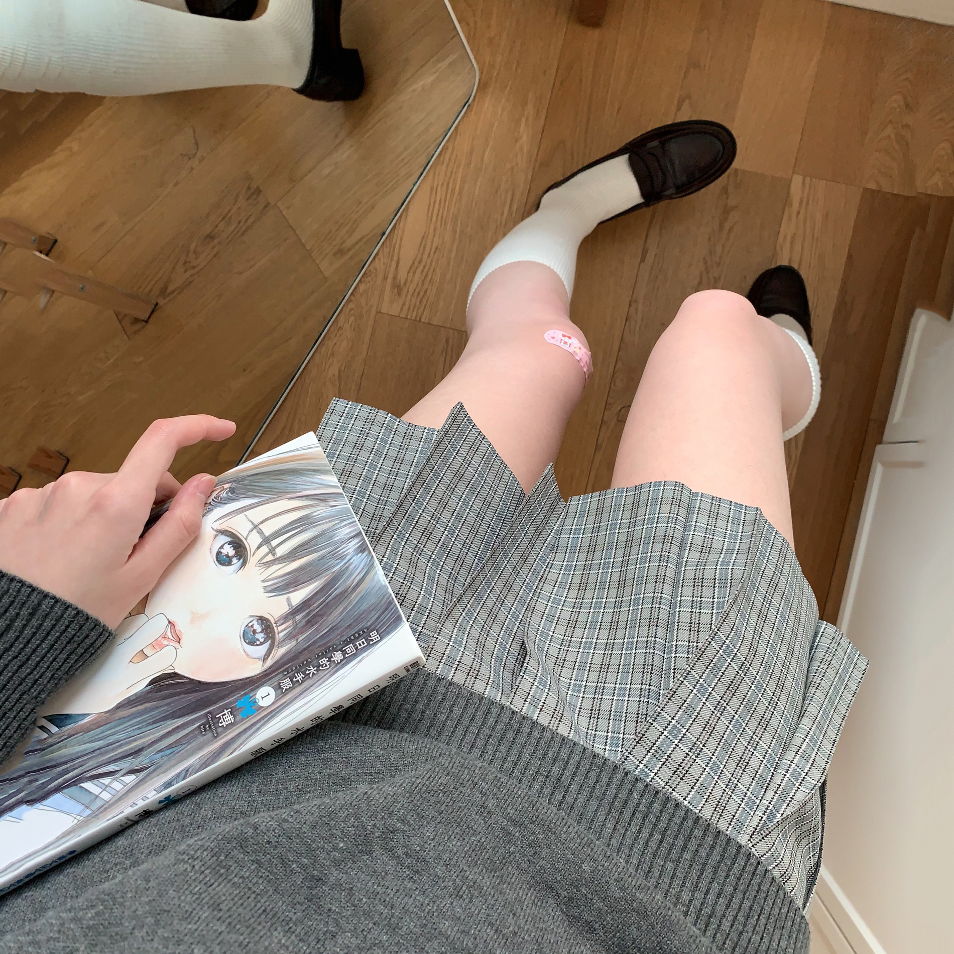 素月/原创正版春夏校供感jk灰格裙学生a字半身裙学院风百褶裙短裙