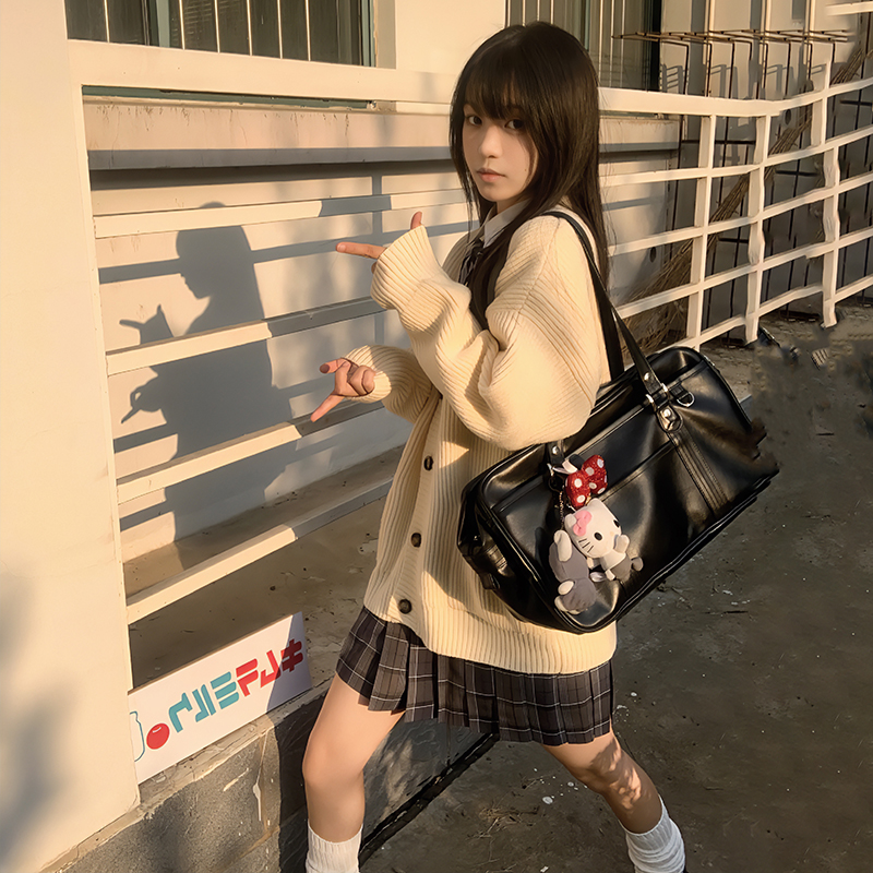  冬日来信/原创秋冬宽松慵懒风日系jk毛衣外套女 学院风针织开衫