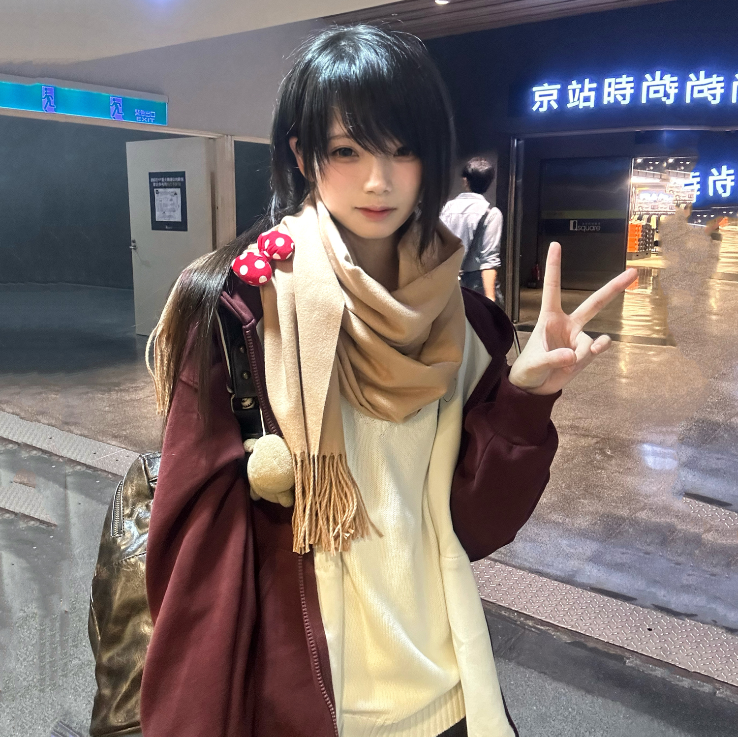 JK围巾校供感大衣配套冬季女 百搭保暖高级感女冬天日系学生纯色