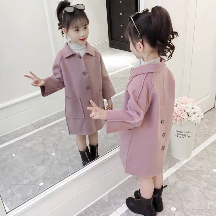 女童呢子外套2021新款韩版超洋气女孩中长款儿童网红毛呢m37