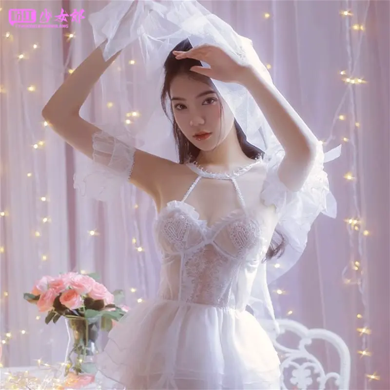 玩味三点夜趣新娘睡衣女制服蕾丝清纯甜美婚纱派对性感装扮