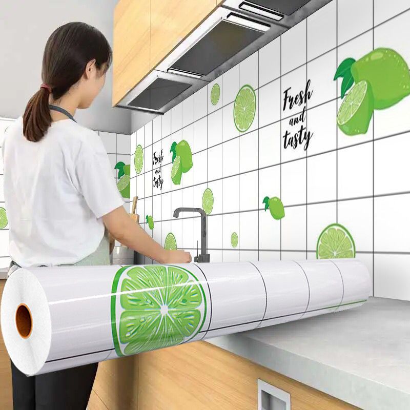 厨房防油贴纸防水自粘耐高温灶台墙纸橱柜柜灶油烟机台面壁纸防潮