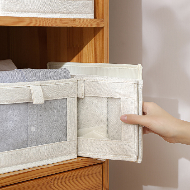 【买1送2】可视窗牛津布棉麻收纳盒可折叠衣服收纳箱衣柜收纳整理