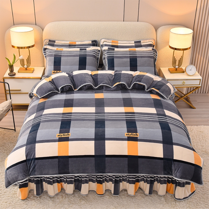 牛奶绒四件套双面绒加厚4件套床上加绒新款冬季冬天被套保暖毛绒