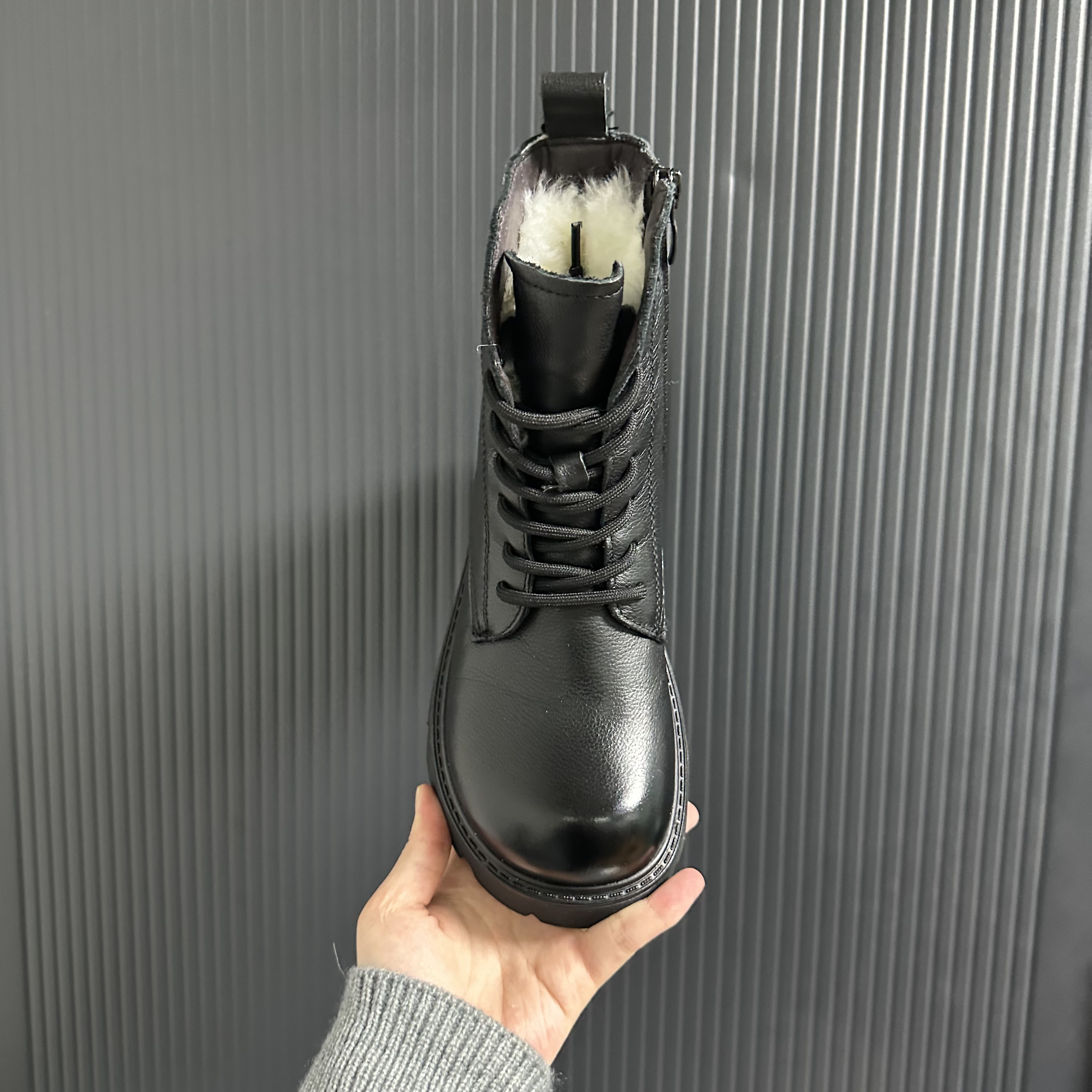 头层牛皮松糕厚底马丁靴秋冬新款保暖棉靴百搭圆头粗跟女短靴