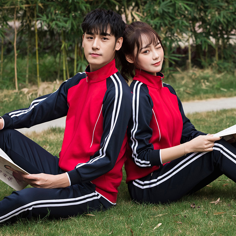 春秋校服套装中小学生两件套春季班服印字团体服运动装初中生批发