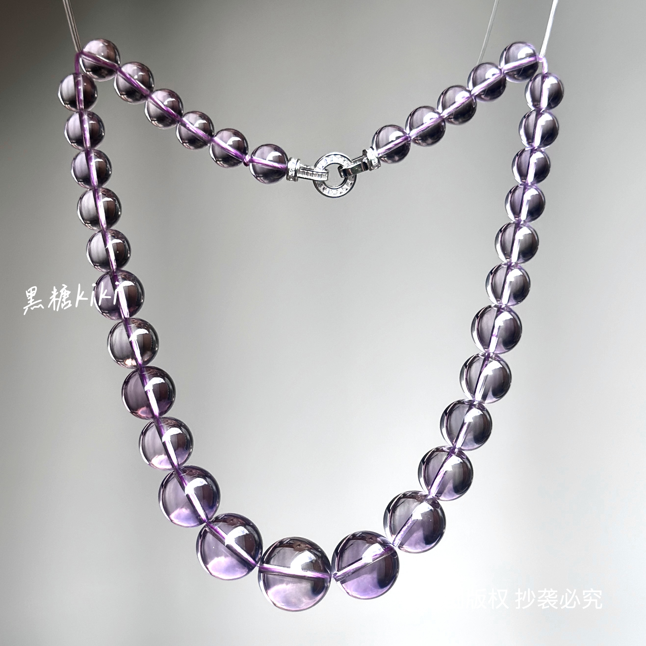  黑糖KIKI原创【戴安娜王妃】紫水高品质原创小众天然水晶设计项链