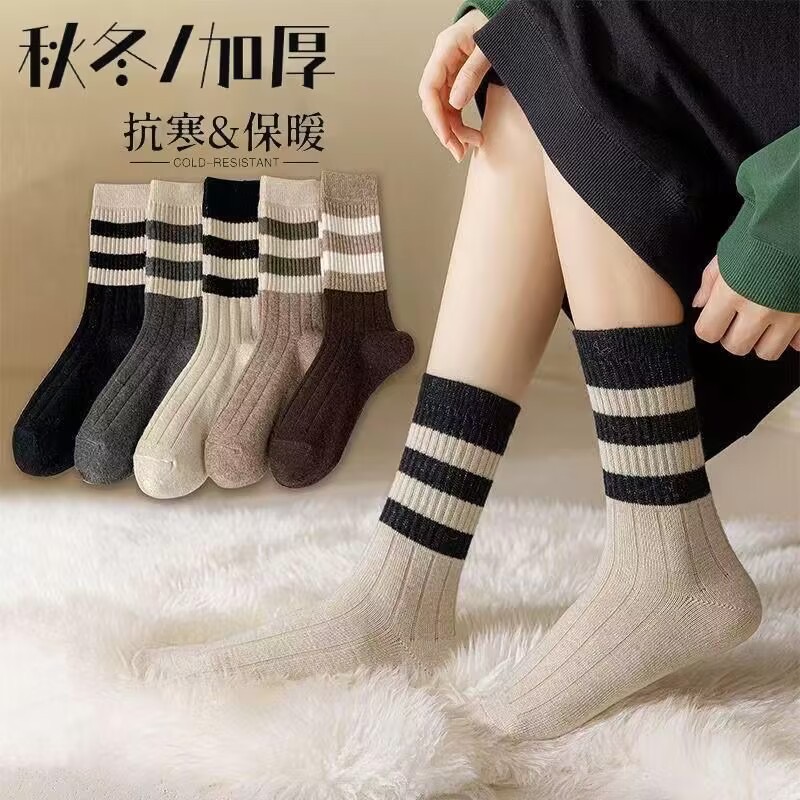 【新店冲量6.8元5双】袜子女秋冬韩版百搭中筒袜ins潮休闲运动长袜