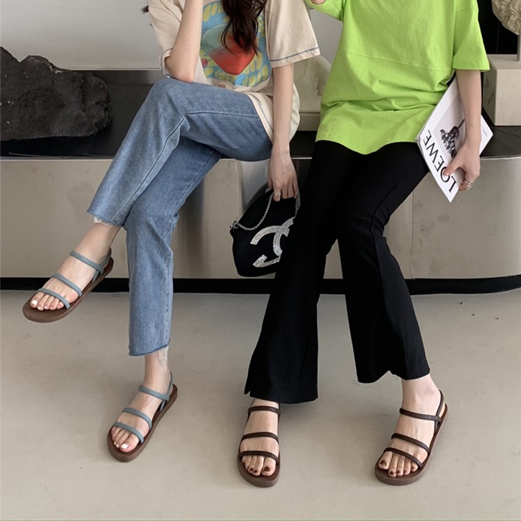 泰国进口MOOCHUU凉鞋女式夏季平底软底时尚旅游外穿防滑沙滩凉鞋